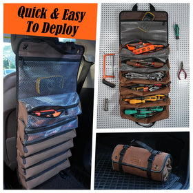 Welkinland tool roll laid flat shows ample 15L capacity and layout.