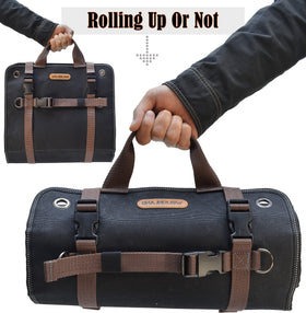 Welkinland rolled-up tool roll ready for quick deployment in job sites