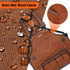 Welkinland waxed canvas apron shoulder pads for comfort.