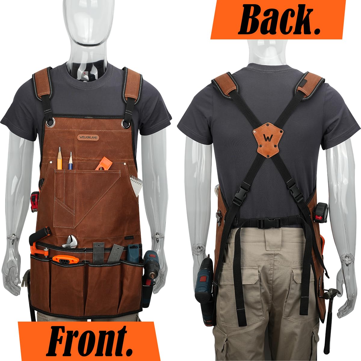 Welkinland apron with rivet-reinforced pockets for longevity.