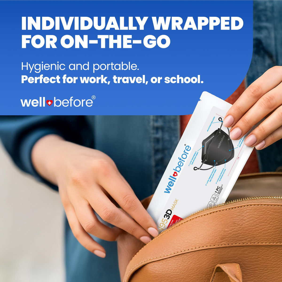 Well Before mask features a skin-friendly inner layer for comfortable extended wear.