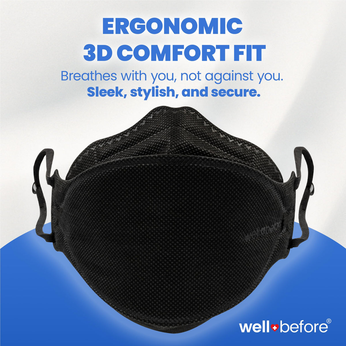 Medium size Well Before KN95 mask provides balanced coverage for daily use.
