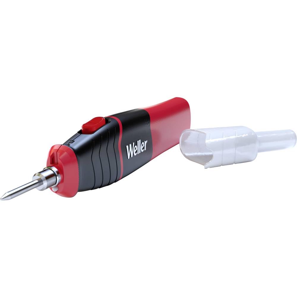 Weller cordless soldering iron in use with LED lighting for precise on-the-go soldering