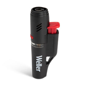 Weller WE-WLTBUM2 mini torch close-up in blue showing ignition button for quick starts