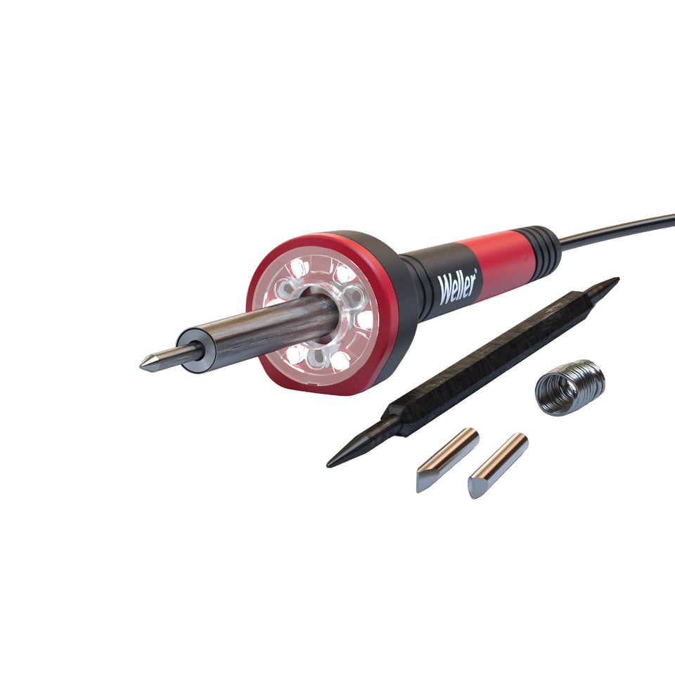 Weller WLIRK3012A with LED halo ring lights the workspace for precise soldering.