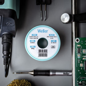 Weller WSW solder wire used on challenging substrates for strong adhesion.