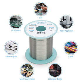 Flux core content of 2.2% in Weller WSW wire for steady flow.