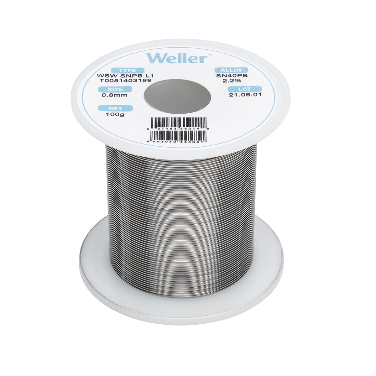 Weller WSW solder wire 0.8 mm diameter for precise, clean hand soldering.