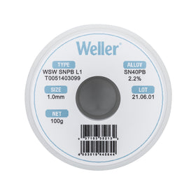 Weller WSW solder wire on a 100 g reel ready for consistent robotic soldering.
