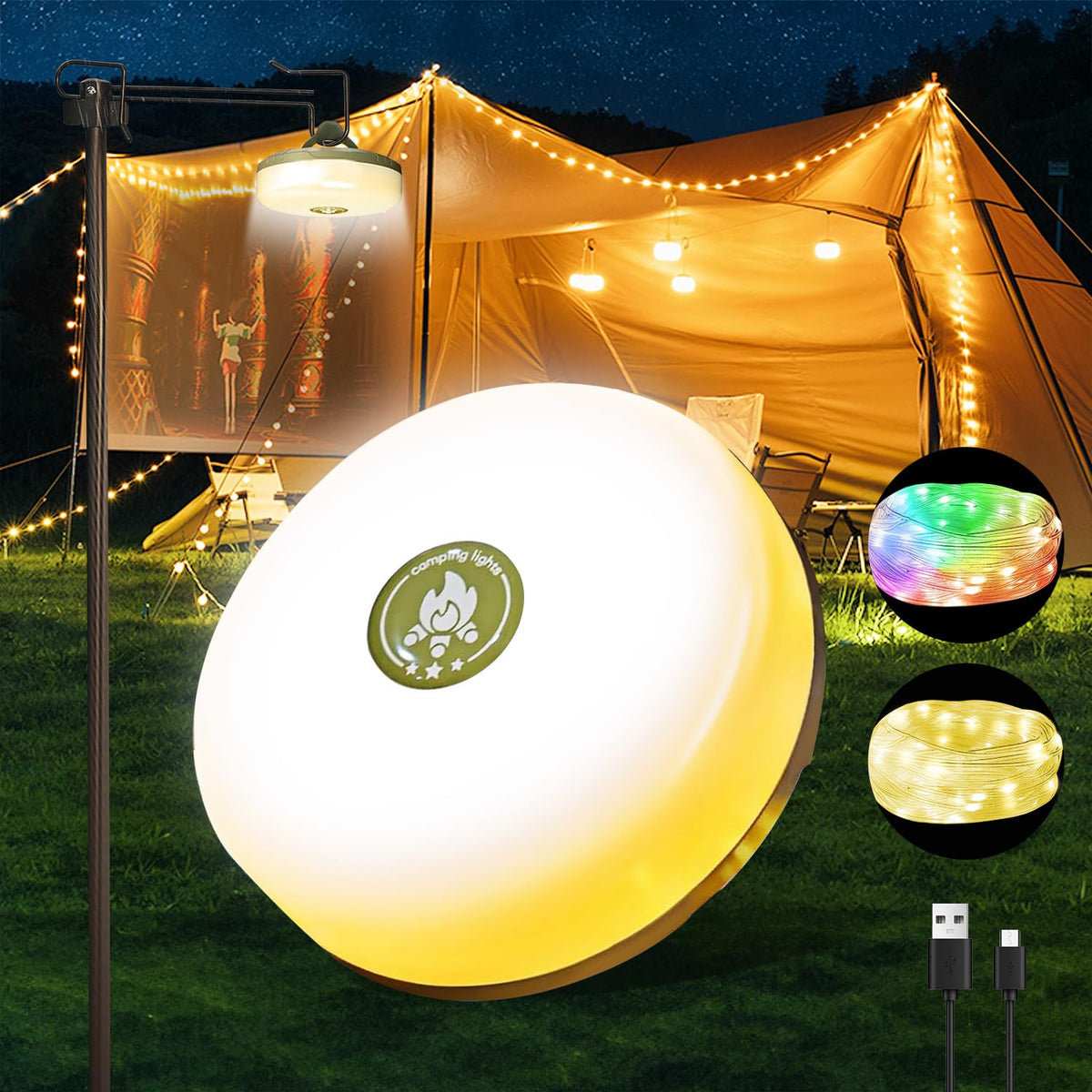 Wellgium camping string light all-in-one for ambient lighting and emergency readiness.