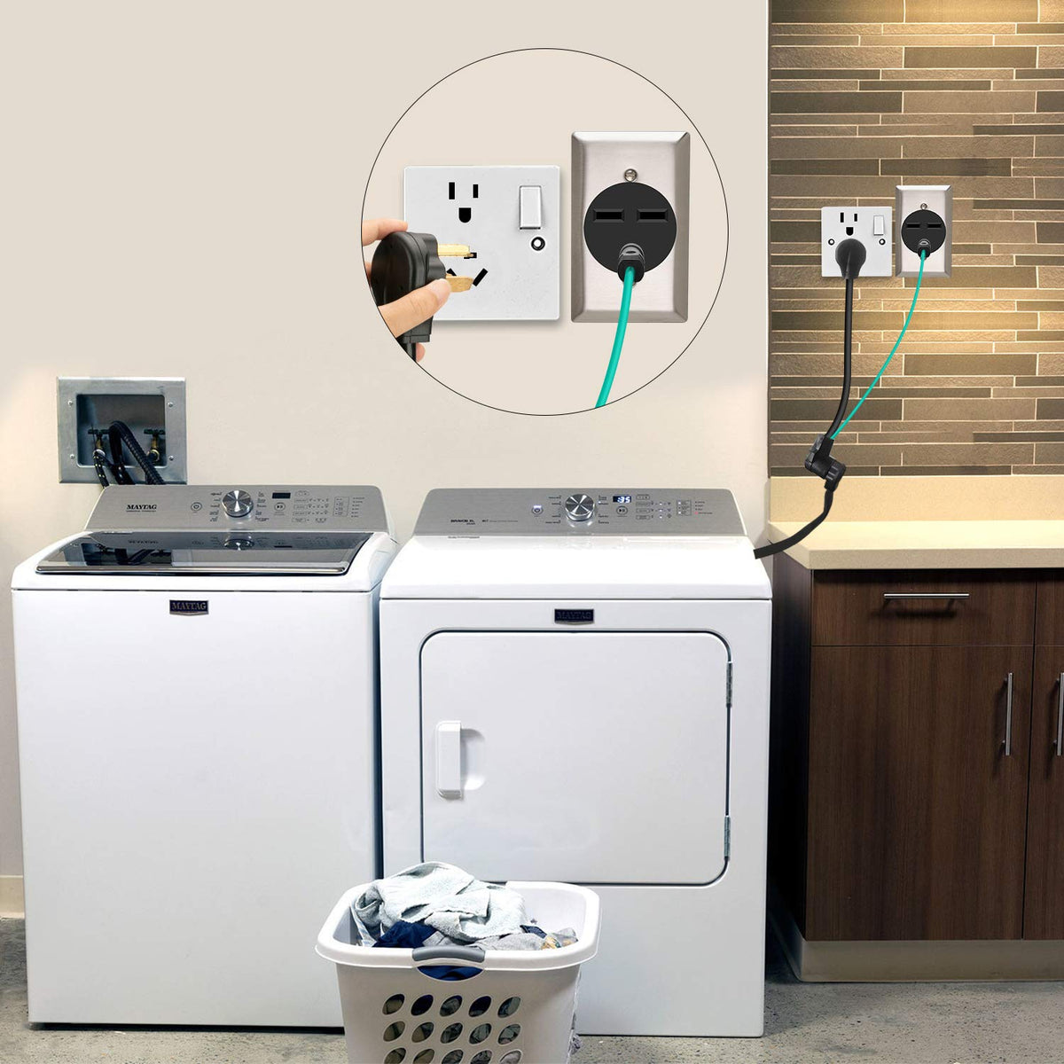 Wellluck 1-5ft dryer cord extension provides flexible reach for easy hookups.