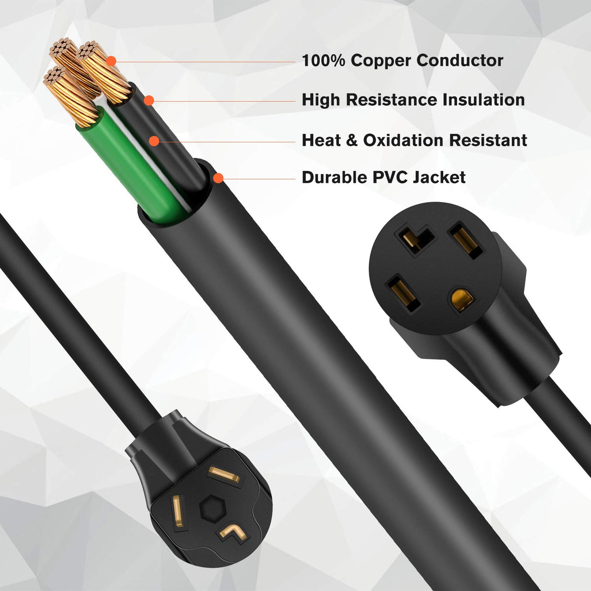 Wellluck 180-degree bend dryer cord allows flexible routing in tight spaces.