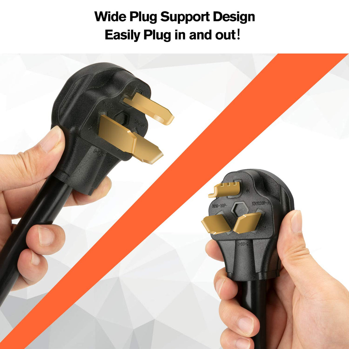 Wellluck easy-grip plug and receptacle simplifies plug-in and unplug tasks.