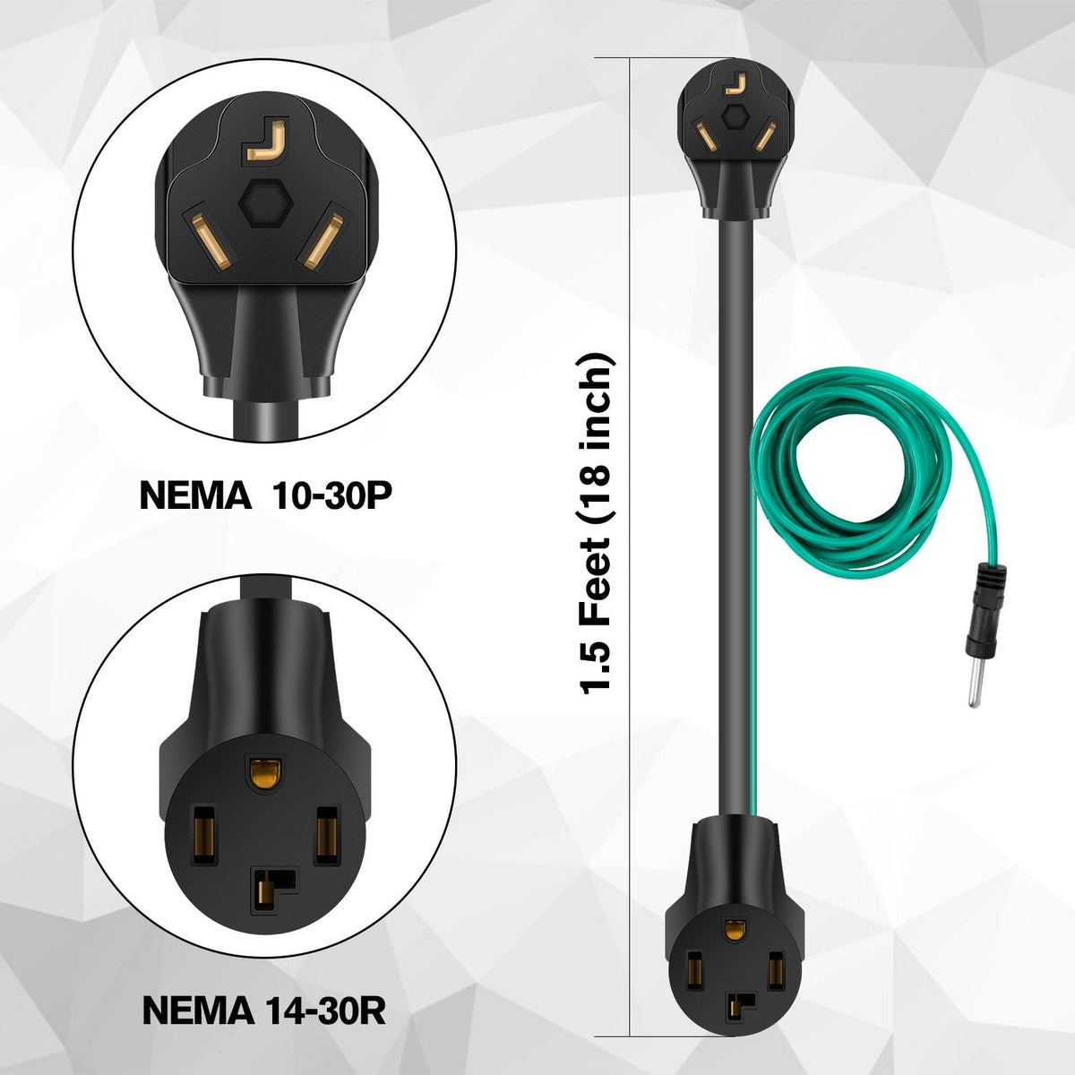 Wellluck green ground wire enhances safety by providing a reliable grounding path.