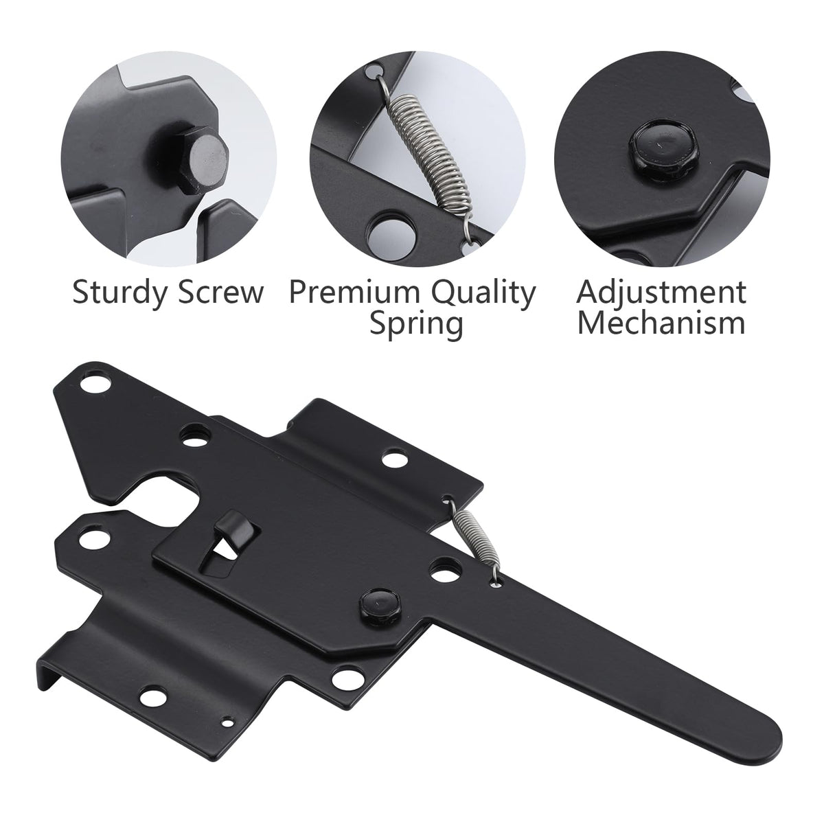 WellMade gate latch screw hardware included for quick, tool-free installation on wooden or metal gates.