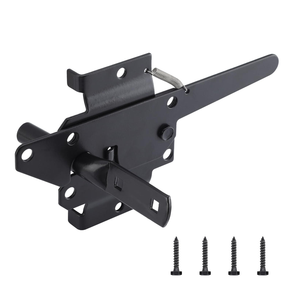 WellMade gate latch main body shows sturdy iron and black finish for outdoor durability.