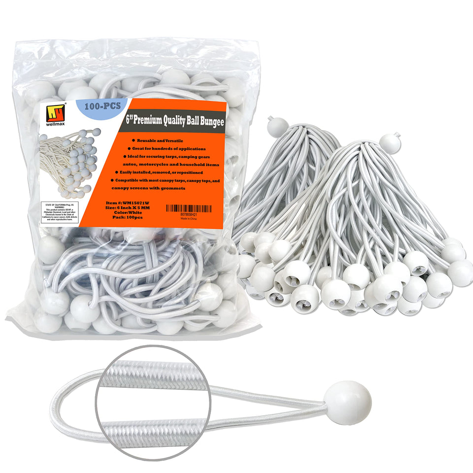Wellmax 6-inch ball bungee cords pack ready for secure outdoor gear with reliable tension.