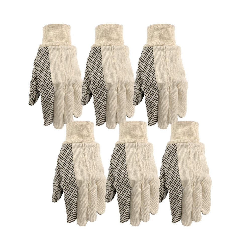 Wells Lamont 309K economy dotted canvas gloves with enhanced grip for handling tools.