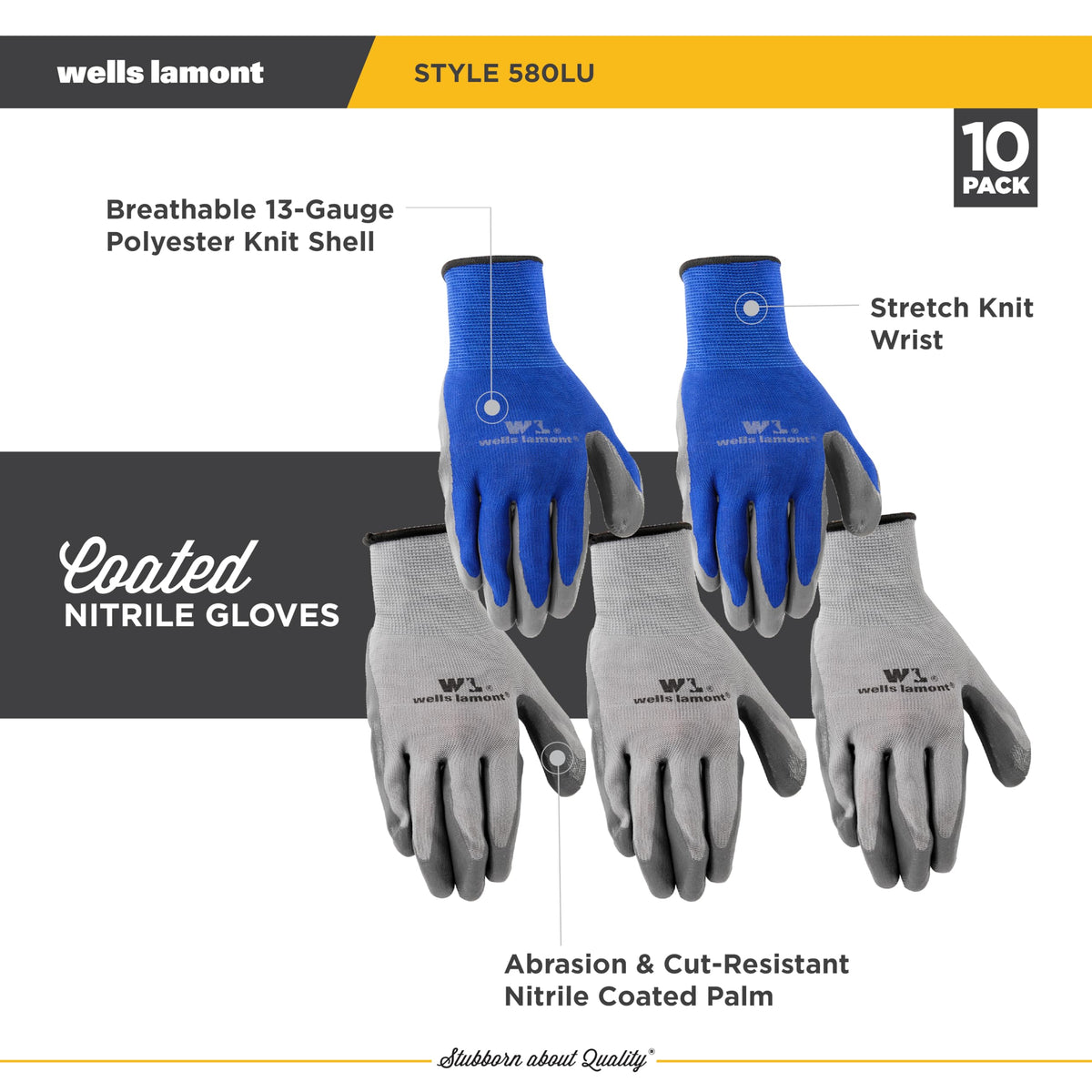 Wells Lamont breathable polyester-knit shell keeps hands cool during long use.