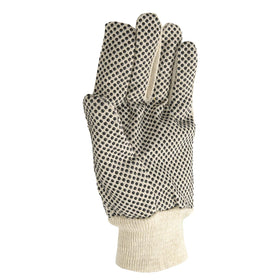 Wells Lamont economy-dotted gloves with wrist knit for dirt resistance.