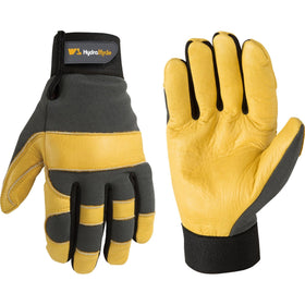 Wells Lamont leather palm close-up showing grip and protection for tough jobs.