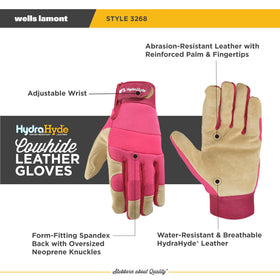 Wells Lamont HydraHyde gloves wrist: adjustable closure keeps out dirt and debris.