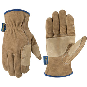 Wells Lamont HydraHyde leather gloves water-resistant exterior for rugged outdoor tasks.