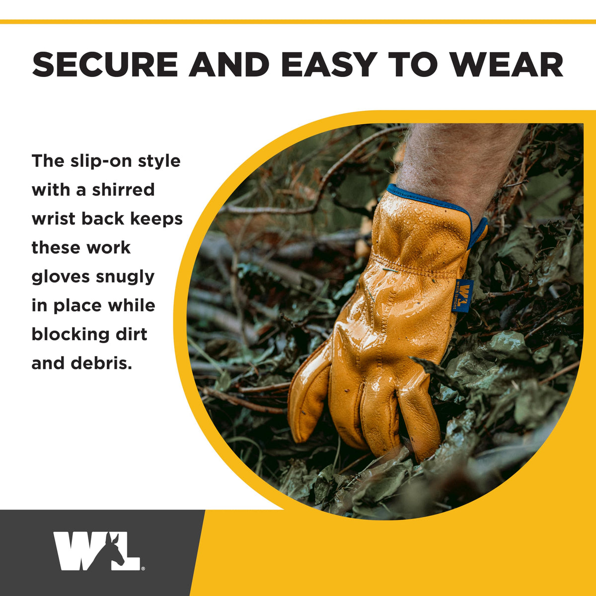 Durable stitching and premium cowhide for heavy-duty farm and ranch tasks.