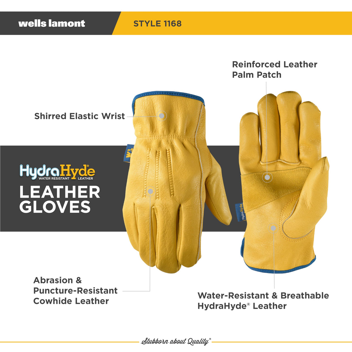 Breathable full-leather Wells Lamont gloves suitable for long outdoor landscaping days.