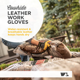 Wells Lamont HydraHyde water-resistant leather keeps hands dry on site