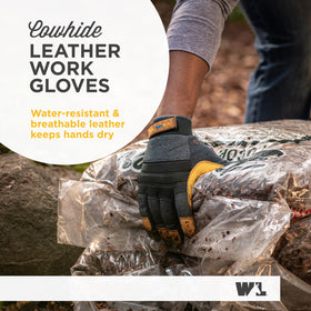 Reinforced fingertips on Wells Lamont HydraHyde gloves for tough outdoor tasks.