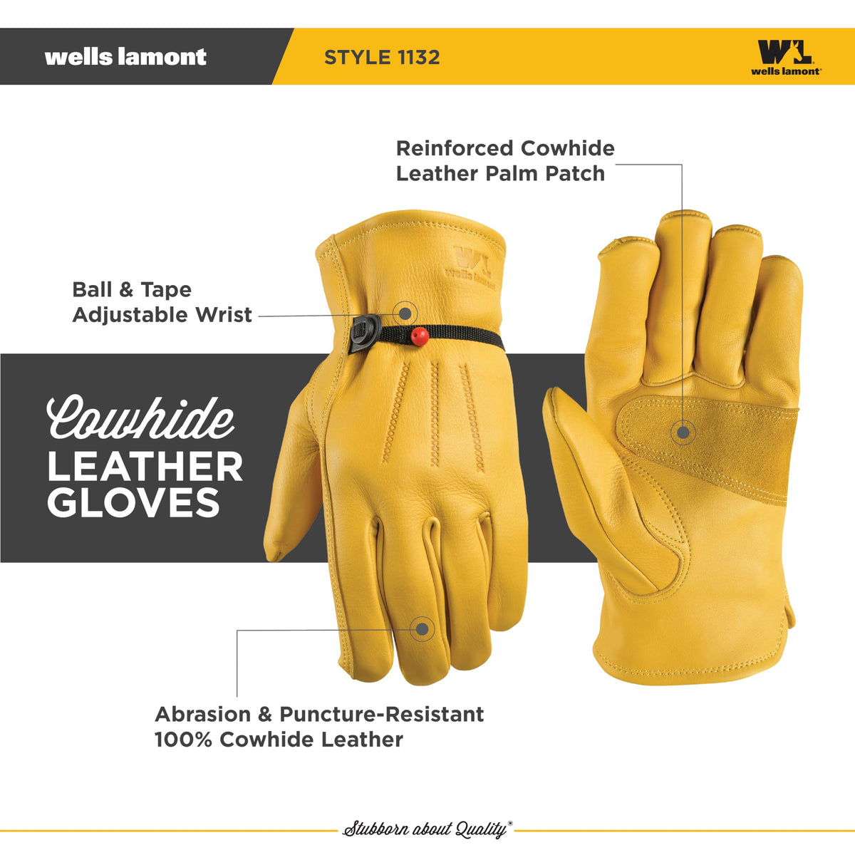 Wells Lamont gloves show Gunn Cut design for improved dexterity during tasks.