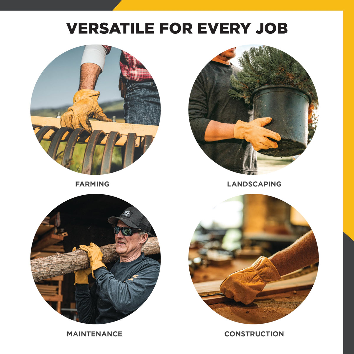 Wells Lamont gloves with shirred wrist, secure fit that keeps debris out.