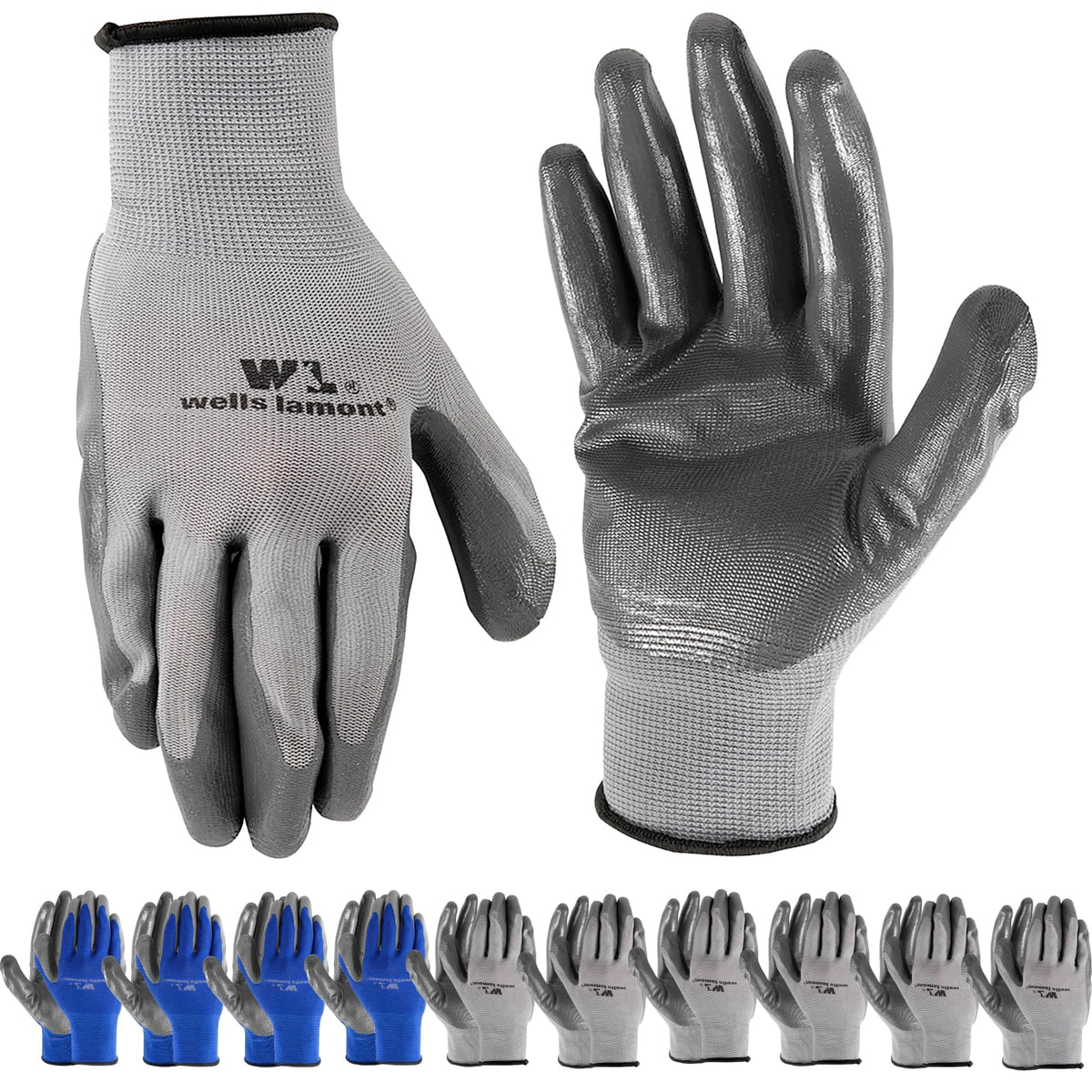 Wells Lamont nitrile gloves with palm coating for abrasion resistance on tough tasks.