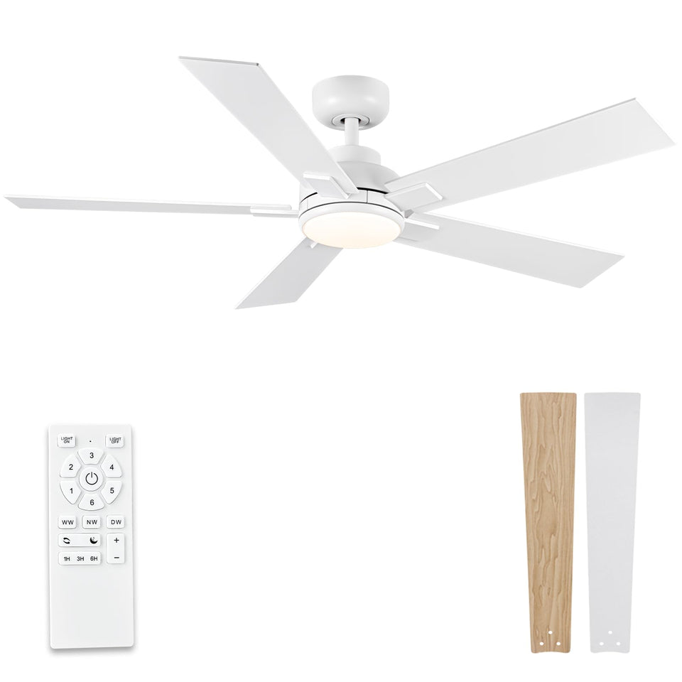 Wellspeed 52-inch outdoor ceiling fan with light for cooling a patio and evening ambience
