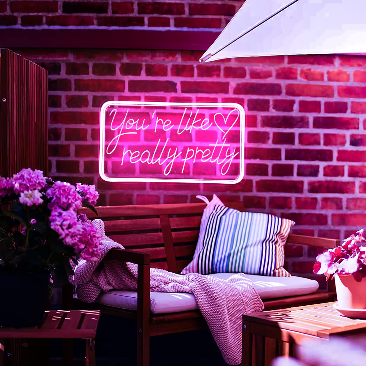welltodo Pink neon sign heart illuminated for dreamy bedroom decor and mood lighting