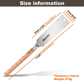 Welltoy 18 TPI fine teeth for precise cross cuts in woods.
