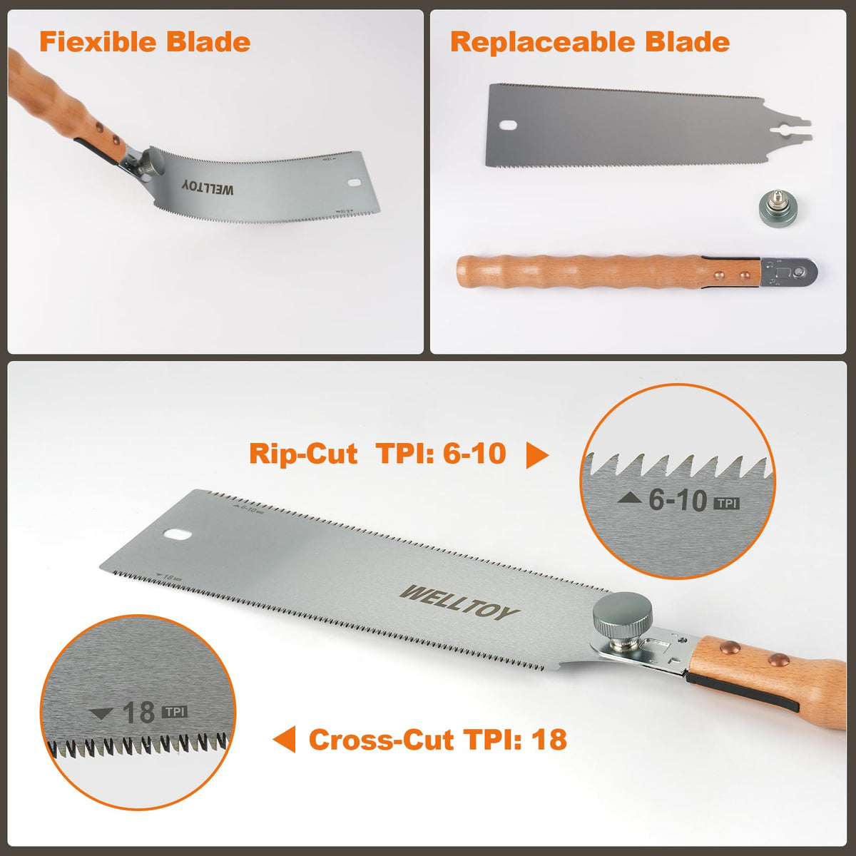 Welltoy chrome-plated blade surface reduces wear during use.