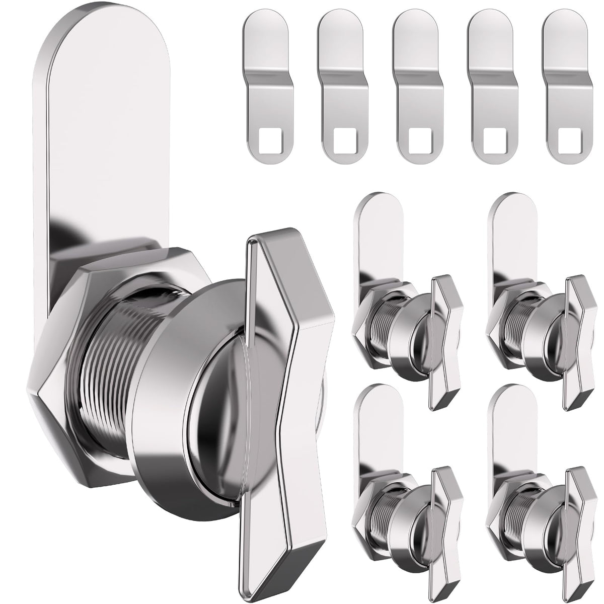 WELLUCK 5/8-inch cam lock pack with straight and offset arms for versatile installation.