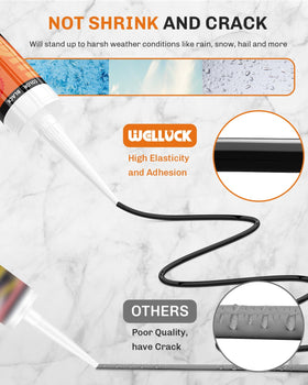 WELLUCK caulk along an RV exterior joint demonstrates long-lasting waterproofing and heat tolerance.