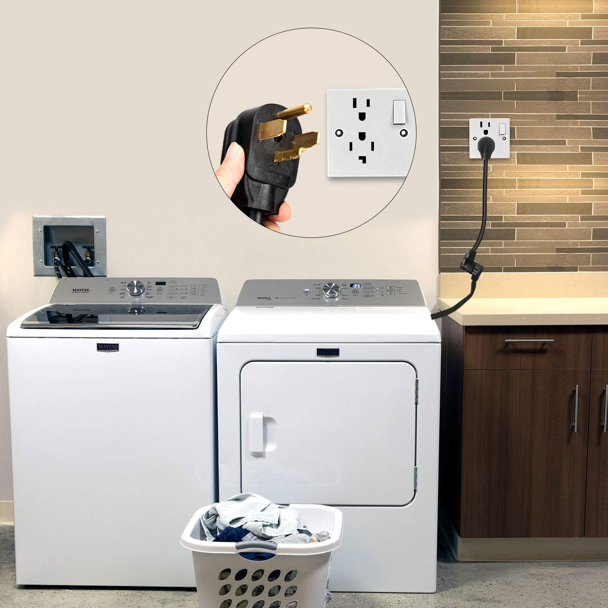 Welluck 3-to-4 prong adapter helps DIY setup without rewiring.