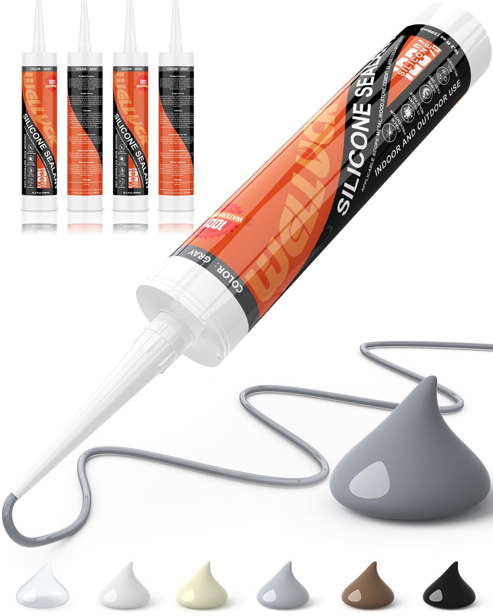 Welluck gray silicone caulk tube for durable waterproof sealing.