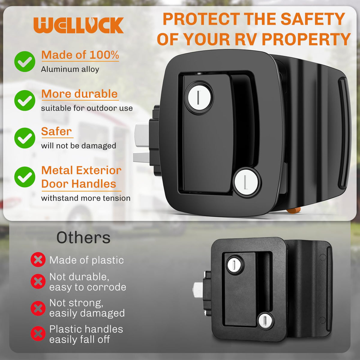 WELLUCK RV door lock die-cast alloy body delivers durability