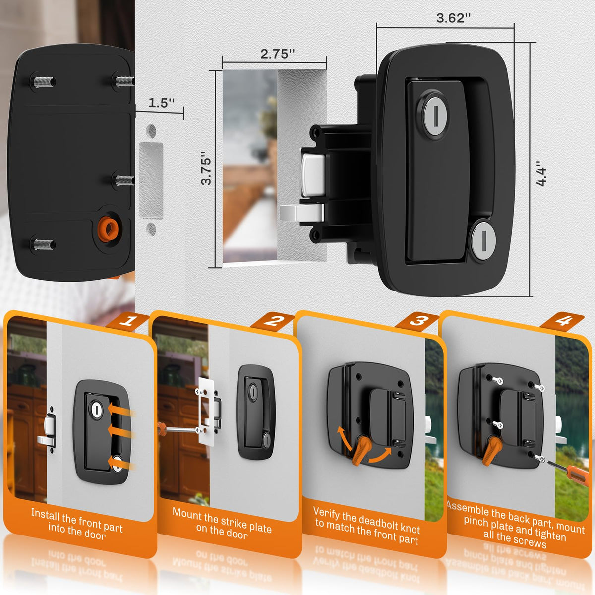 WELLUCK RV door lock universal-fit design for multiple doors