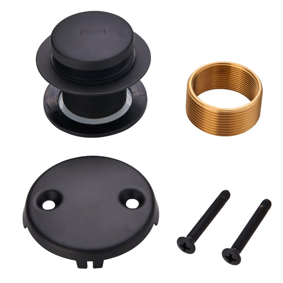 WELLUP black bathtub drain tiptoe assembly showing sturdy brass and ergonomic push-to-open action.