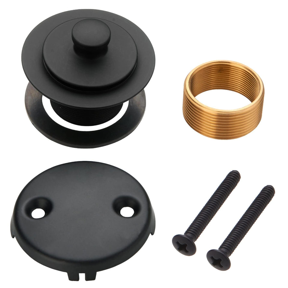 Wellup black tub drain assembly with durable brass and stainless steel construction.