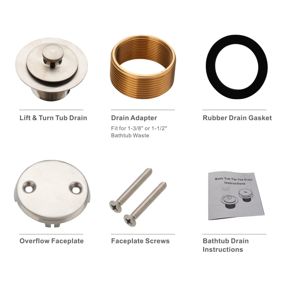 WELLUP brushed nickel finish on drain kit for long-lasting bathroom hardware.
