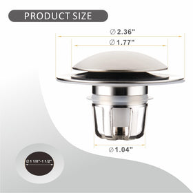 Wellup drain stopper with hair catcher filter preventing clogs during use