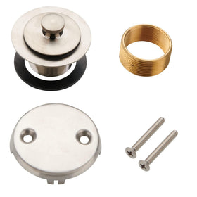 WELLUP lift-and-turn tub drain assembly in brushed nickel for simple operation.