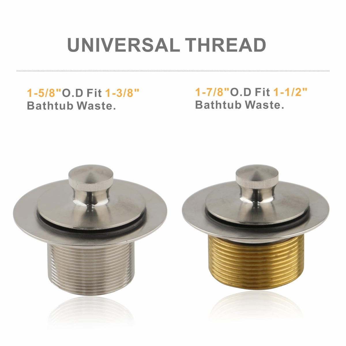WELLUP tub drain stopper close-up shows sturdy brass construction.